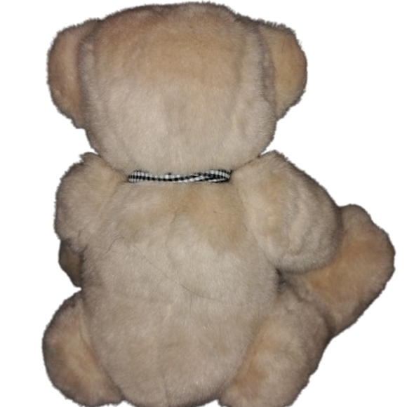 Vintage Lemonwood Asia Plush Little Teddy Bear 10" Tan Plaid Ribbon Around Neck - Picture 3 of 5